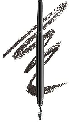 NYX Professional Makeup Precision Brow Pencil, Dual Ended with Flat Tip Pencil and Spoolie Brush, Vegan Formula, Shade: Black