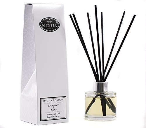Mystix London Essential Oil Reed Diffuser | Lavender & Lime Scent | Long-Lasting Aromatherapy for Home & Office | Easy-to-Use Reeds | Safe, Elegant Fragrance Solution | 200ml