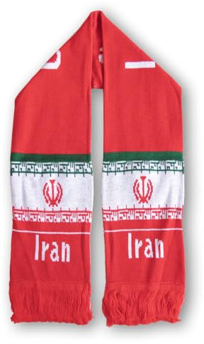 Sonia Originelli Fanartikel schöner Fan-Strickschal mit Fransen WM EM Fussball, Farbe: Iran