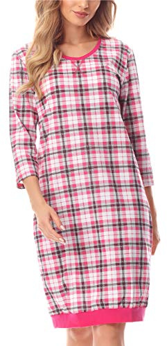 Merry Style Damen Nachthemd MS10-182 (Rosa/Kariert, S)