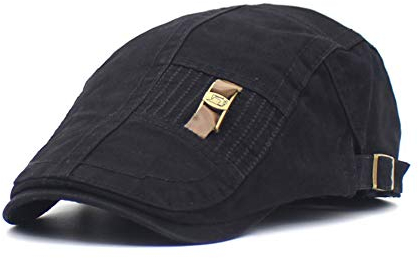 Adantico Herren Baumwolle Schirmmützen Flat Cap (Schwarz)
