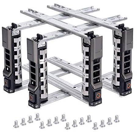 4 Pack 2.5 SAS SATA Hard Drive Tray Caddy for Dell PowerEdge Servers | 4 Complete Trays, Compatible with DELL PowerEdge, Hot Swap Supported, 16 Mounting Screws Included, Tested Before Shipment