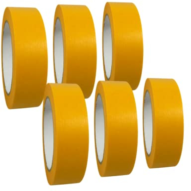 6 Rollen Premium Goldband Abdeckband - Malerband | Washi Tape | Malerkrepp - UV-beständig - für Kurven & empfindliche Untergründe - Breite wählbar, Abmessungen:30 mm x 50 m