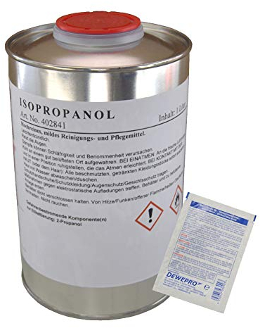 ISOPROPANOL - 1 Liter Dose - Isopropylalkohol - hochreines Lösungsmittel - Reinheit > 99,9% - Universalreiniger - Cramolin - 402841 inkl. 1 St. DEWEPRO® SingleScrubs - 2-Propanol IPA