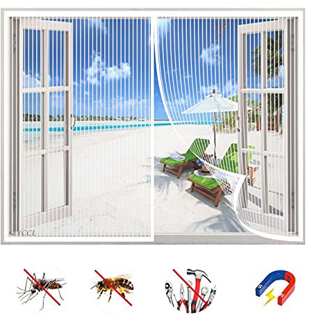 Moustiquaire Fenêtre Magnétique, Auto-AdhéSif en Maille Rideau Aimantée Anti moustique, Automatiquementfermé Détachables, Pour Fenêtre Portes Patio