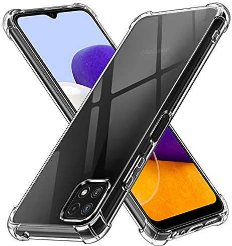 ivoler Coque pour Samsung Galaxy A22 5G, Ultra Transparent Étui de Protection en Silicone Antichoc avec Coins Renforcés, Clair Mince Souple TPU Bumper Housse
