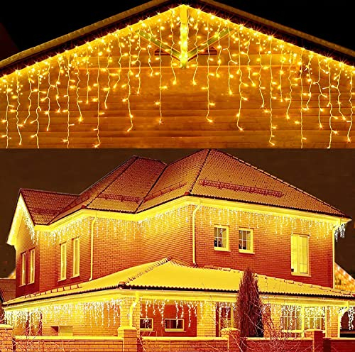 BELLALICHT Lichterkette Außen 200er/5m - LED Lichtervorhang mit Timer, IP44 wasserdicht 8 Modi für Innenausstattung Außenbereich Schlafzimmer Hochzeit Weihnachten Party