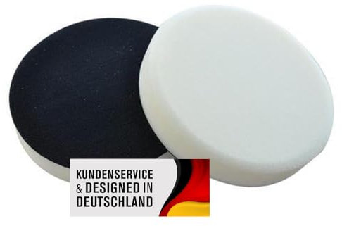 Polierschwamm Set 180mm Klett In Verschiedenen Härtegraden Und Setgrößen Polierschwämme Für Die Poliermaschine Polierpads Polierset Kletthaftend Gewaffelt Oder Glatt (Soft Weiß, 2er Set)