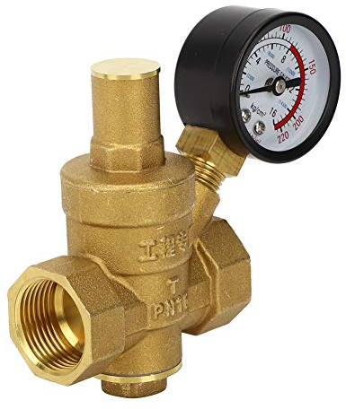 Wasserdruckminderer Ventil, Druckminderer Einstellbarer Wasserdruckminderer mit Manometer Meter für Wohnmobil und Einlassfilter