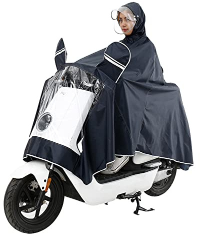 Unisex Adult Poncho Waterproof Rain Poncho Outdoors Bike Ebike Motorcycle Scooter Cycling Jacket Raincoat Cape Rain Cover (Navy)