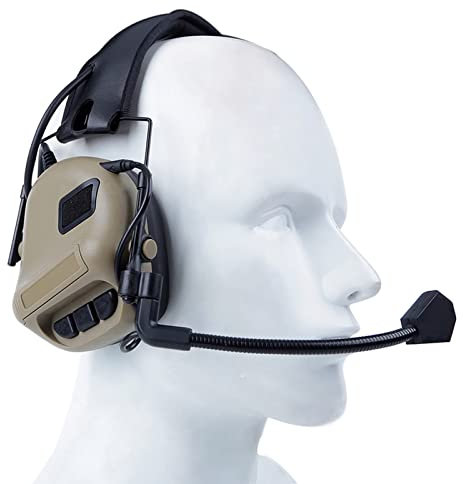 Military Headset, Retractable Gaming Hunting Headphones with Microphone, Without Noise Cancelling Function, for Military Radio Walkie Talkie