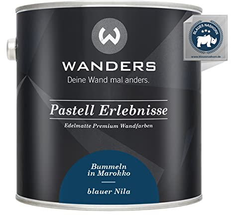 Wanders Pastell Erlebnisse 2,5L - Blaue Nila/Dunkles Blau - Edelmatte Wandfarbe! Küchenmöbellack und Möbelfarbe. Kreidefarbe für Holz & mehr. Hohe Deckkraft, schnell trocknend