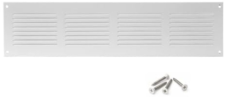 400x100mm Weiß Lüftungsgitter mit Insektenschutz - Metall Abluftgitter - Abluft Zuluft Gitter