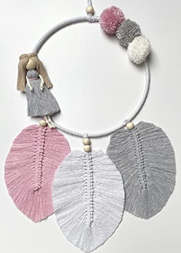 Traumfänger Bastelset aus Makramee - mit Bilderanleitung Traumfänger basteln - werde kreativ mit dem Makramee Starter Set - Makramee Bastelset - Für Kinderzimmer/Schlafzimmer (Mädchen- rosa)