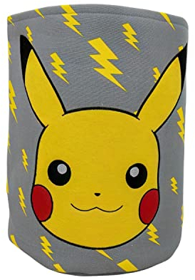 Character World Pokemon Official Storage Bin | Pikachu Head Design, Toy Box Laundry Basket | Organiser For Children's Bedroom, Kids Playroom | 38 x 31 x 31cm Cotton Canvas