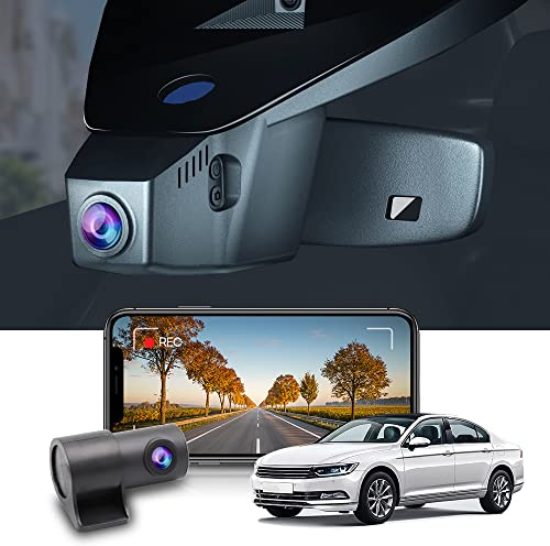 Fitcamx Dashcam Auto Vorne Hinten Kompatibel mit VW Passat B8 2016-2023, 4K 2160P+1080P UHD WiFi, OEM Volkswagen Zubehör, G-Sensor, Loop-Aufnahme, WDR, 128-GB-Karte