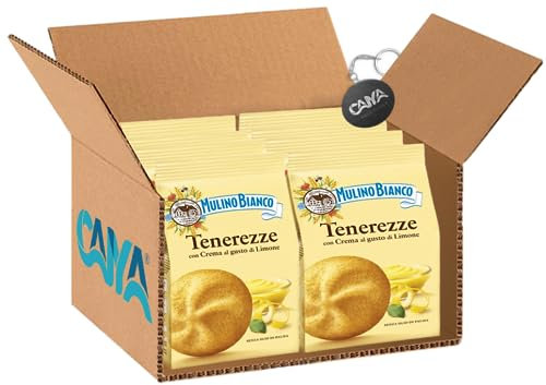 8X Mulino Bianco Tenerezze Biscotto di Pastafrolla Ripieno di Crema al Limone 200g [CAIYA® BOX da 8 Confezioni]