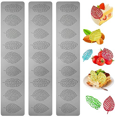 3PCS Moule en Silicone pour Feuilles, Feuille Tropicales Moules, Tapis de Dentelle en Silicone de Feuilles, Réutilisable, Anti-collage, pour Chocolat, Fondant, Gelée, Bricolage