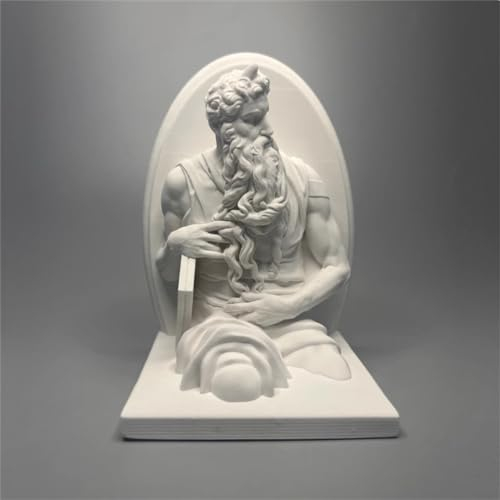 Womeet Moses Statue Statue Moses Michelangelo Büste Sammlung Kopf Figur Gipsfigur Mythologie Skulptur für Wohnzimmer Home Regal Dekor, moderne Heimdekoration Skizze Praxis DIY Kunstmodell