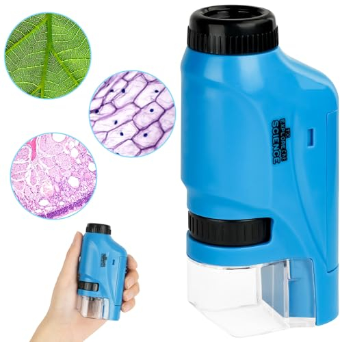OSDUE Taschenmikroskop für Kinder, 60x-120x Tragbares Mikroskop, Mini Handmikroskop mit LED Licht, Asphärischem Linsensystem, für Schule Labor, Naturbeobachtung Insekten- im Freien