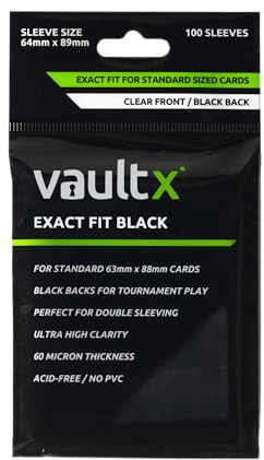 Vault X Bustine Protettive a Misura Esatta Nere, Morbide, Alta Trasparenza, Bustine Interne con Retro Nero per Tornei Competitivi, Giochi di Carte Collezionabili, Sport, TCG (Confezione da 100)