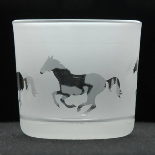 Animo Glass Votiv-Teelichthalter, Milchglashalter mit Pferde-Design, transparenter Teelichthalter, Geburtstagsgeschenk, Heimdekoration, galoppierende Pferde