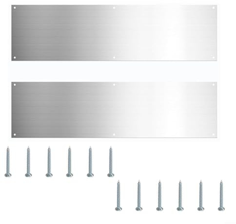 HEIBTENY 2 pieces door tread plate door metal step plate aluminium metal door trim decorative plates protection 4 x 16 inches