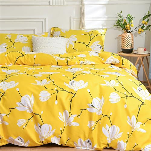 Odot Bettbezug 150x200cm 180x220cm 200x230cm, Mikrofaser Bettbezüge mit Reißverschluss Superweich Bettwäsche für Einzelbett Doppelbett Erwachsene Teenager Kinder (150x200cm,Weiße Blumen A)