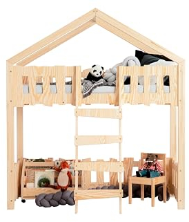ADEKO Etagenbett ZIPP PA 70x160 aus Holz Mezzanine Kinderbett Kinderzimmermöbel, Bett mit Lattenrost, verschiedene Varianten