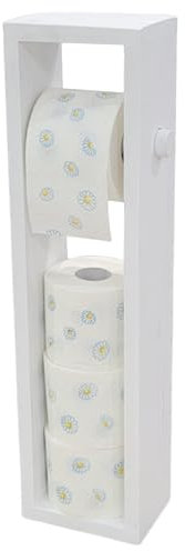 weeco Porte-papier toilette en bois - Support rustique en pin massif - Convient pour tous les intérieurs de salle de bain - 60 cm - Fait main - Porte-rouleau de papier toilette (blanc)