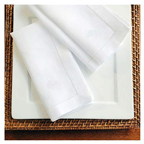 Tischservietten,Stoffservietten Mit Hohlsaum, Hemntitched Cotton Servietten Weiße Tisch Serviette Schöne Leinenstoff Serviette Tischdekoration (Color : White 2PCS (50X50CM))