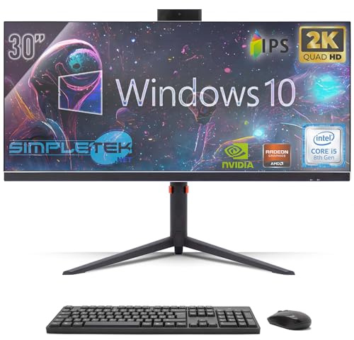 SIMPLETEK - All in One PC 30 IPS 2K Core i5 RTX 4060 8GB | Windows 10 Pro - 16GB DDR4 240GB SSD M2 + 2TB | All-in-One Gaming Desktop-PC WiFi6 HDMI