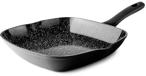 IBILI - Grill Natura Liso 26X26 Cm, Aluminio, Antiadherente estilo piedra, Apto para induccion, PFAS FREE