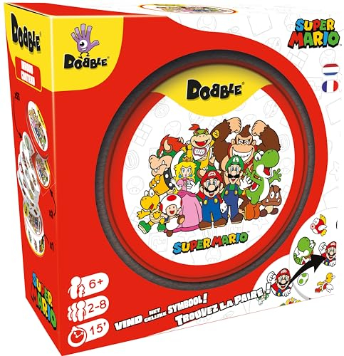 Asmodee - Dobble: Super Mario – Gesellschaftsspiele – Kartenspiel – Spiel für Kinder, Erwachsene und Familie – Schnelligkeit und Beobachtung – ab 6 Jahren – 2 bis 8 Spieler – 15 Minuten –