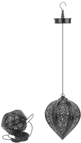 Northpoint LED Solar Metall Hängeleuchte LED Windlicht Dekolampe Dämmerungssensor Schattenspiel orientalisch Schwarz