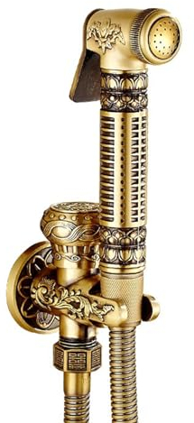 BOSHYUM Hand-Bidet-Sprüher für die Toilette, Retro-Bidet-Sprühset, Bidet-Sprühkopf für die Toilette, komplett aus Kupfer, Druckspülung, Retro mit Eckventil