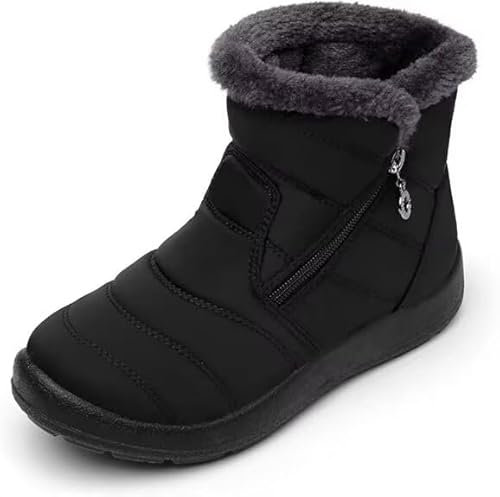 Scecocrs Damen Schneestiefel Winter, Warm Gefütterte Stiefeletten, Wasserdichte Anti-Rutsch Winterschuhe für Outdoor, Bequeme Kurzschaft Boots