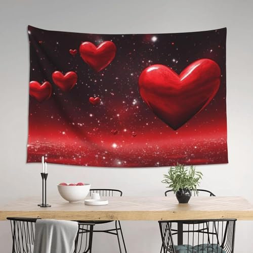 Tizhweqo Wandteppich 3D Liebe, Wandbehang Rot, Wandtuch Liebe Tapisserie Tapestry für Schlafzimmer Wohnzimmer Wohnheim Deko 130x150 cm B-C962