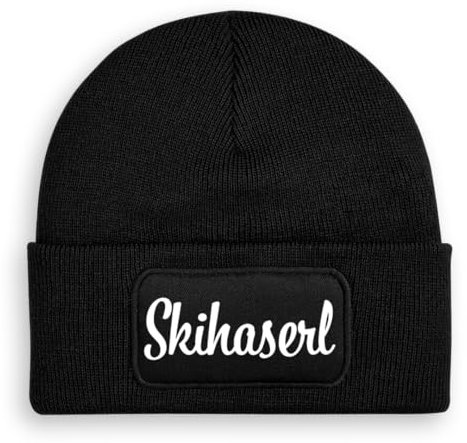 Prozente Momente Skihaserl - Beanie | Strickmütze | Wollmütze | Beanie mit Druck | lustige Sprüche | Apres-Ski | Winter | Schwarz