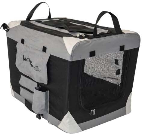 JACK AND VANILLA, zusammenklappbare Hundehütte für Haustiere, langlebige Materialien, optimale Belüftung, pflegeleicht, ideal für Reisen, Größe S 60 x 42 x 42 cm, grau, Modell