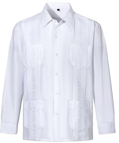 Men's Casual Shirt Long Sleeve Denim Shirt Dress Shirt Work Shirt Plaid Collar Regular Fit Polo Shirts Mens 3XL with Pocket Golf Clothing for Men Mens White Vests 3XL （White, XXXL