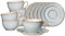 Ritzenhoff & Breker Portofino Kaffeetassen mit Untertassen 6er Set, 220 ml, Tassen-Untertassen-Set für 6 Personen, Skandinavisches Design mit Reaktivglasur, Steinzeug, Blaugrau