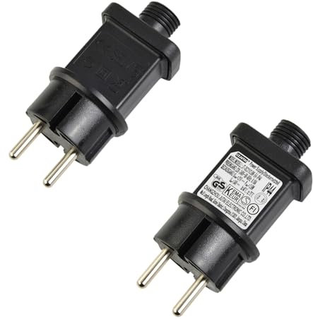 Cloudpower 2 Stück 31V Led Netzteil, Trafo Stecker für Weihnachtsbeleuchtung 3,6W LED Lichterkette Adapter Trafo Treiber IP44 Wasserdicht LED Stecker für Lichterkette Außen Steckernetzteil