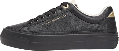 Tommy Hilfiger Damen Cupsole Sneaker Foxing zum Schnüren, Schwarz (Black), 40