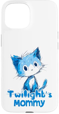 Lustiges blaues Katzen-Design für Twilight Mommy Hülle für iPhone 15