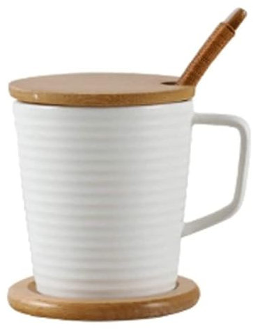 GOOPEEG Tazza Cappuccino, Tazza Piccola in Ceramica Personalizzata per la casa Set di Tazze per l'acqua Tazza da 8 Once con Cucchiaio per Coperchio per Regalo di Compleanno Moka(A)
