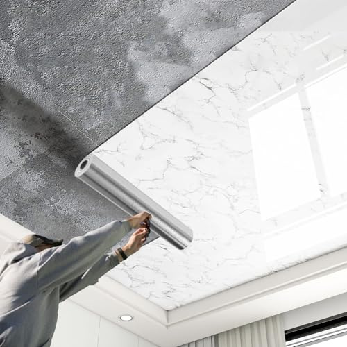 Width 40 60 80 120 Cm Drop Ceiling Tiles Panels Decorative, Self-Adhesive Wall Cladding Panels Wrap Roll for Residential/Bathroom/Kitchen, Smooth Contact Paper(B Style,WXL 120cm x 10m)