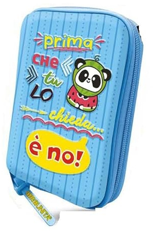 Tinta Unita Astuccio Completo ONE TIME Zoo 2025/2026 1 Zip – EVA Rigido – Con Cancelleria – 21,5x14x7 cm (Celeste)
