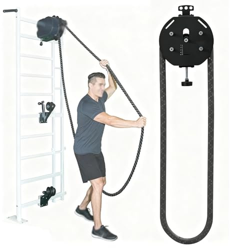 Endlosseiltrainer, Seilzugsystem mit Rollen, tragbarer Seilzug mit einstellbarem Widerstand, verbessert Muskelausdauer, Griffkraft, Arme, Rücken, Körperkoordinationsübungen