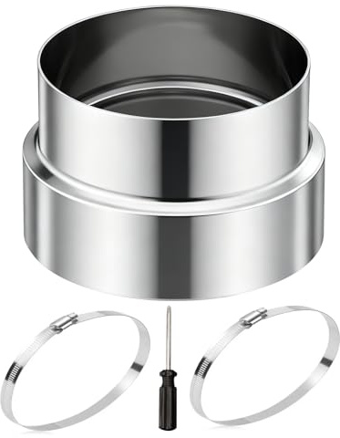 Ofenrohr 150mm Reduzierung Rauchrohr 120mm auf 140 mm Edelstahl Schornstein Reduzierstück 304 Stahl Reduktion Rauchrohr Adapter für Kamin Ofenrohr hitzebeständig mit Kreuzbund und Montageschrauben